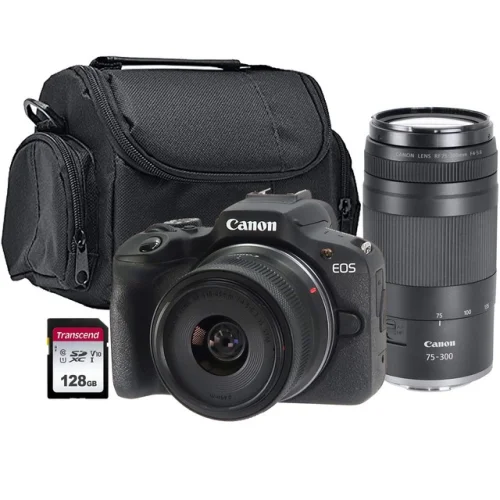 Canon EOS R100 Camera with RF-S 18-45mm IS STM Lens and RF 75-300mm Lens Bundle