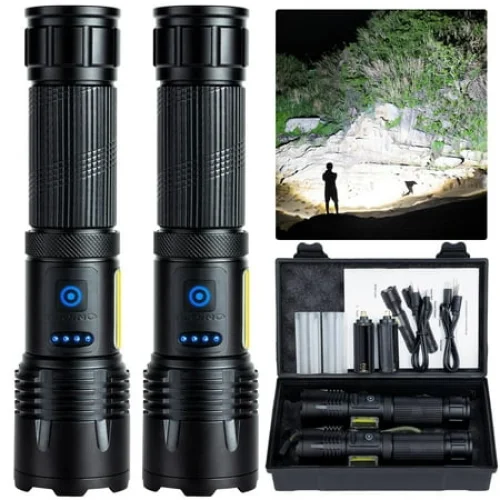 SKNSL Rechargeable LED Flashlights High Lumen,990,000 Lumens Super Bright Flashlight,Powerful Flash Light 7 Modes with COB Work Light IPX7 Waterproof for Outdoor Emergency Camping Hiking