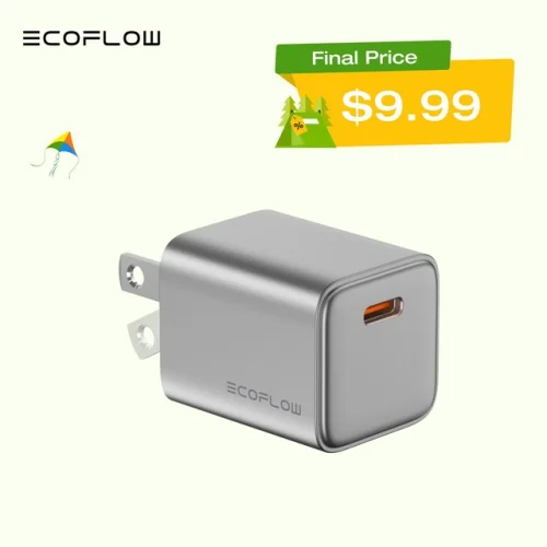 EcoFlow RAPID 20W GaN USB Type C Charger Block Plug Power Adapter with 1M Cable