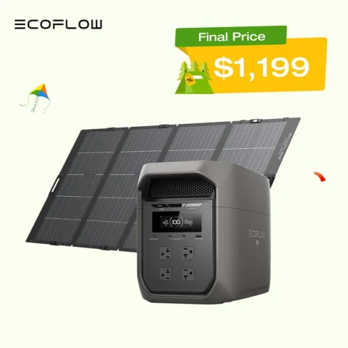 EcoFlow 2048Wh Portable DELTA 3 Max with 400W Solar Panel for Home Backup