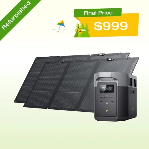 EcoFlow DELTA 2 Max 2048Wh Power Station + 2*Nextgen 160W Certified Refurbished