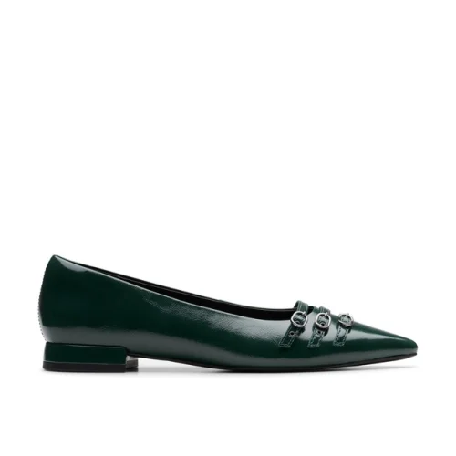 Clarks Womens Sensa15 Strap Green Leather Dress  Shoes