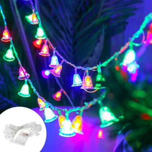 Infidev Multicolor Flashing Light String, 150cm/59in Battery Operated Christmas Holiday Decoration, Adjustable Switch, PVC Material, Perfect for Christmas Trees, Doors, Stair Railings, More