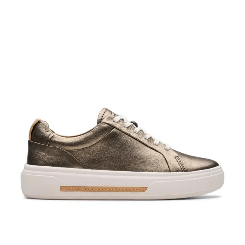Clarks Womens Hollyhock Walk Metallic Leather Active Sneakers Shoes