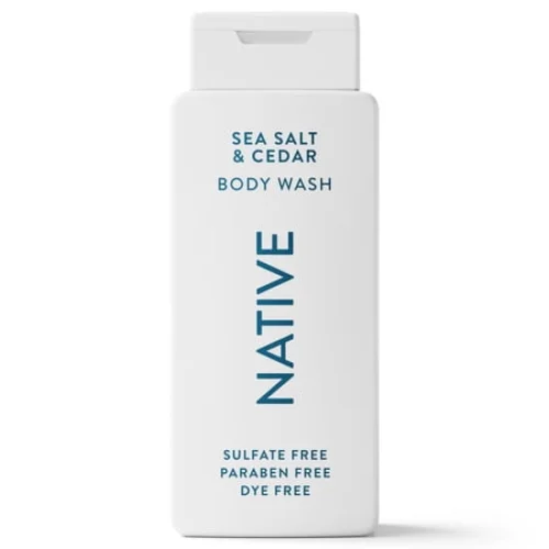 Native Body Wash, Sea Salt & Cedar, Sulfate Free, Naturally Derived Ingredients, 24hr Freshness, for Women & Men, 18 fl oz