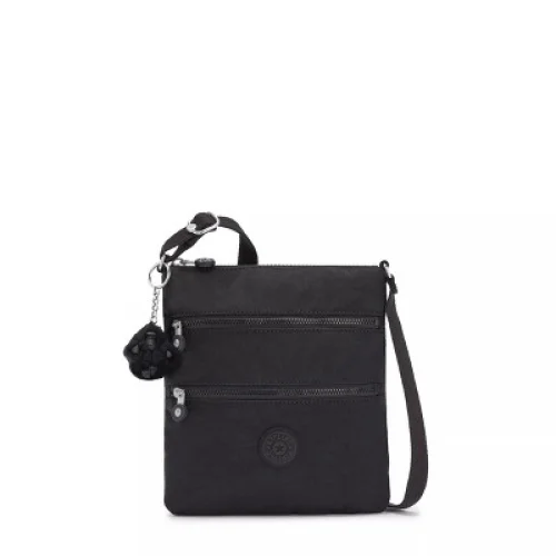 Kipling Keiko Crossbody Mini Bag Black Noir with Keychain - Nylon, Adjustable Strap, Organizational Pockets