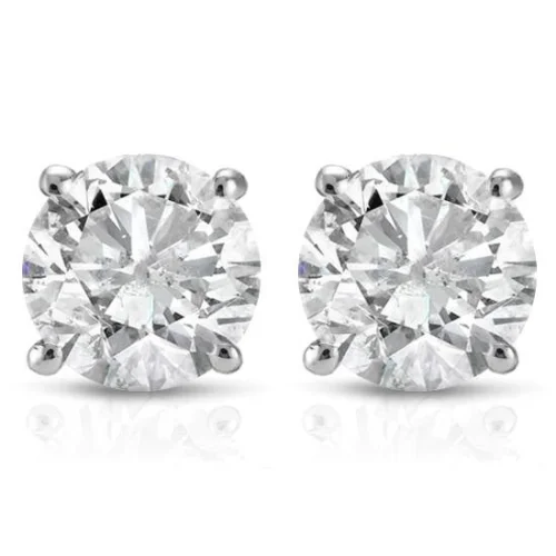 1/2Ct TW Round Natural Diamond Stud Earrings in 14K White or Yellow Gold for Women
