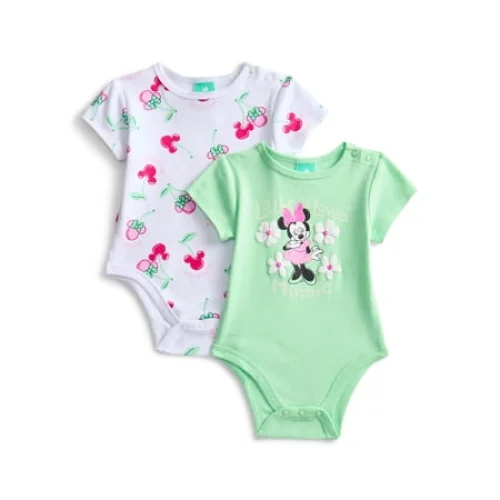 Minnie Mouse Baby Girls Graphic One-Piece Bodysuits, 2-Pack, Sizes 0/3M-24M