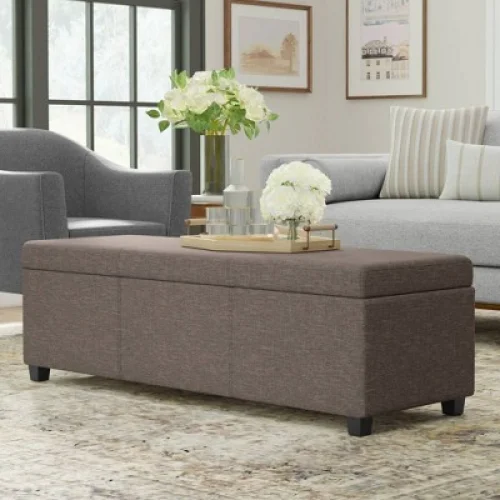Franklin Extra Large Storage Ottoman Bench Fawn Brown - WyndenHall