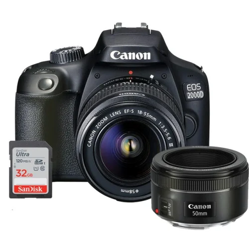 Canon EOS 2000D Digital SLR Camera + 18-55 + EF 50mm f/1.8 STM Lens Kit