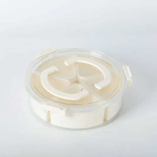 Mainstays Snackle Box, Lunch & Snack Container with lids, Plastic, Round, 5 Compartment , White, Well Suited to Hot or Cold Meals Away from Home