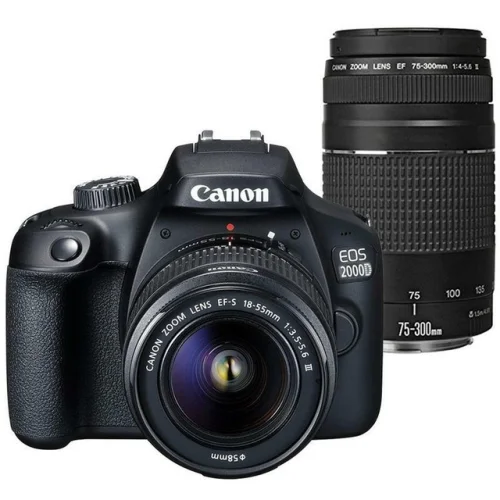 Canon EOS 2000D 24.1MP DSLR Camera + 18-55mm III Lens + 75-300mm Lens