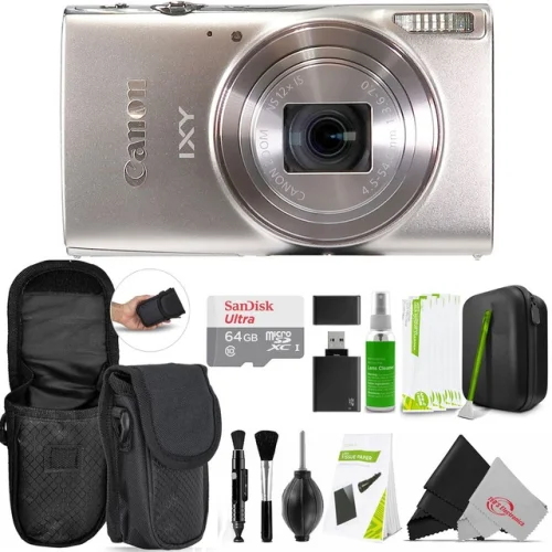 Canon PowerShot IXY 650 HS Silver Camera + 64GB Card + Case + Cleaning Kit