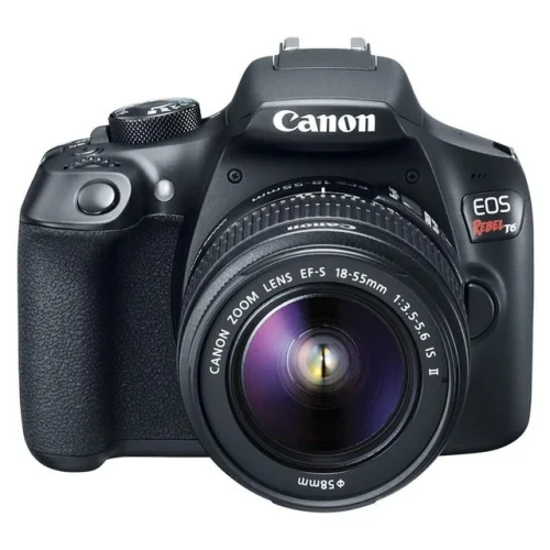 Canon EOS Rebel T6 DSLR Black Camera with EF S 18 to 55mm F3.5 to 5.6 IS II Lens