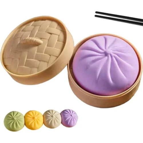 Giant Dumpling Squishy, Dumpling Squishy Balls, Daily Office & At Home Simulated Steamed Bun Toys, Adults Squeeze, Hand Pinching Decompression Dough Soft Stress Relief Sensory Fidget Balls, Purple
