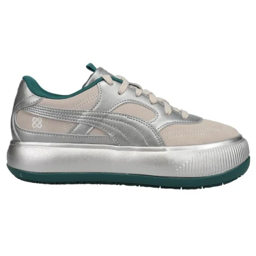 PUMA Pronounce X Suede Mayu 2 Metallic Platform Lace Up  Womens Silver Sneakers