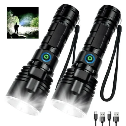 Rechargeable Flashlights 750,000 High Lumens - 2 Pack, 12 Hours Powerful LED Flash Light with Multiple Light Modes, Super Bright & IPX5 Waterproof Torch for Camping, Home, Emergencies