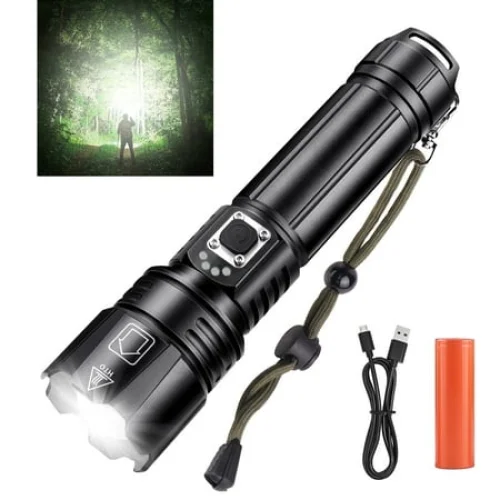 AMBLER LED Flashlight, High Powered 10000 Lumens 5 Modes Zoomable Waterproof Rechargeable Flash Lights for Emergency Outdoor Indoor