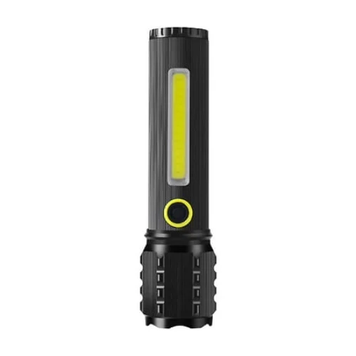 Rechargeable Aluminum Alloy LED Flashlight with Telescopic Zoom for Outdoor Hiking and Camping