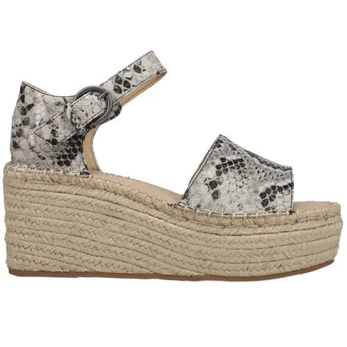 COCONUTS by Matisse Flirty Snake Ankle Strap Espadrille Wedge  Womens Grey Casua