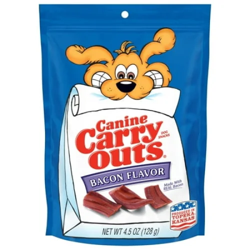 4.5 oz Bag Canine Carry Outs Bacon Flavor Dog Treats - Delicious Bacon-Flavored Snacks for Your Pet