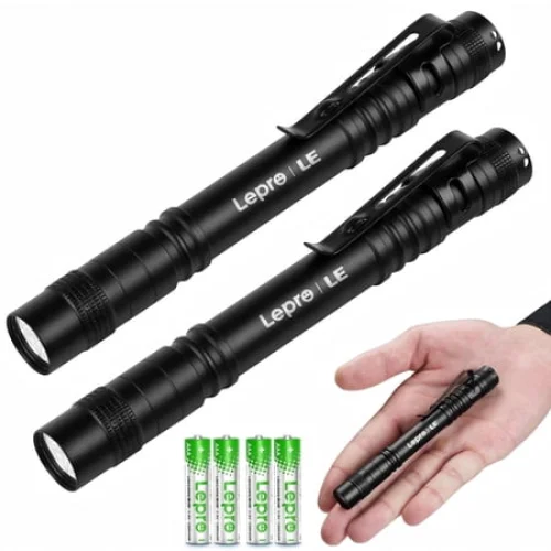 2-Pack LED Pen Flashlights, Mini Waterproof Pocket Flashlights with Clip for Inspection and Repair