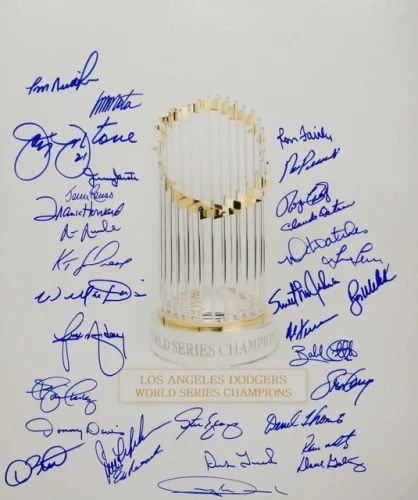 Bob Welch Landreaux Leary Fairly Osteen Dodgers WS Champions 16x20 Signed Photo