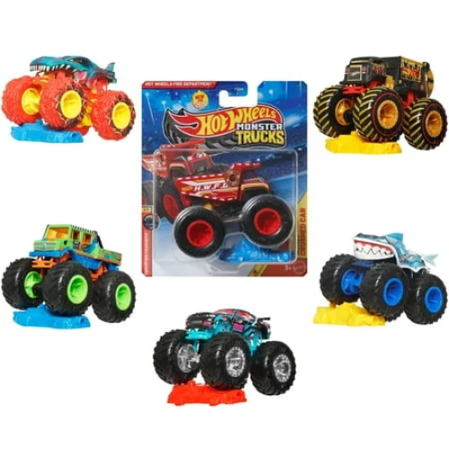 Hot Wheels Monster Trucks 1:64 Scale Toy Truck & 1 Crushable Car - Styles & Colors May Vary