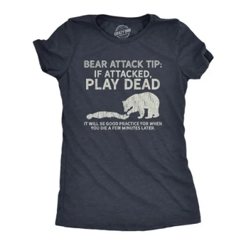 Womens Bear Attack Tip T Shirt Funny Camping Hiking Outdoor Adventure Sarcastic Tee - Crazy Dog XXL