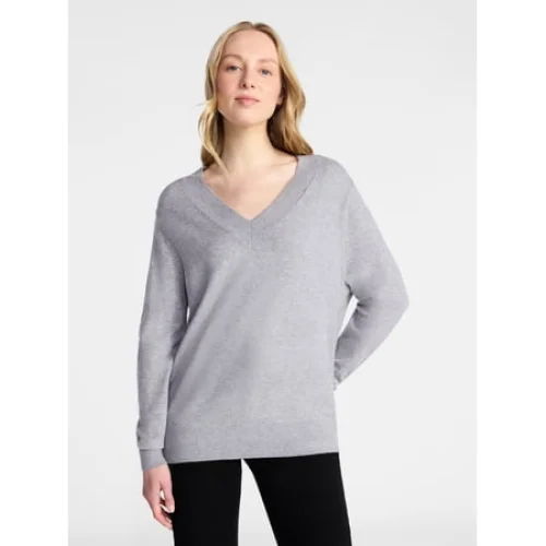 Time and Tru Women's V-Neck Pullover Sweater, Lightweight, Size XS-XXXL