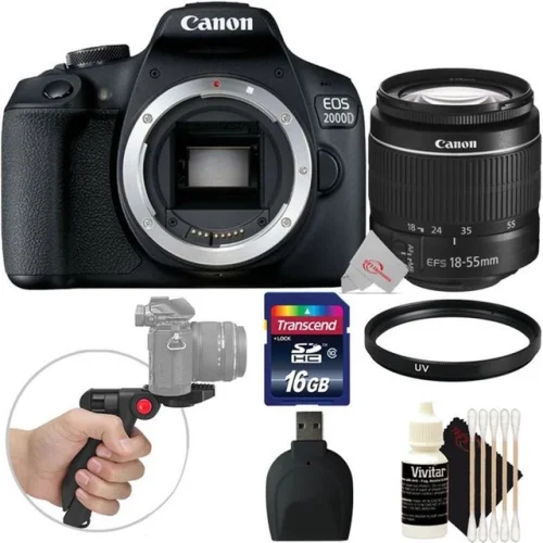 Canon EOS 2000D / Rebel T7 DSLR 24.1MP Camera + 18-55mm Lens + Accessory Kit