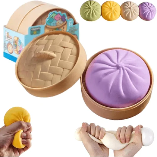 Giant Dumpling Squishies Mystery Boxs, Daily Office & At Home Colorful Dumpling Stress Balls, Squeeze Decompression Dough Adults Sensory Fidget Toys, Rainbow Goodie Bag Fillers Basket Stuffers,Purple