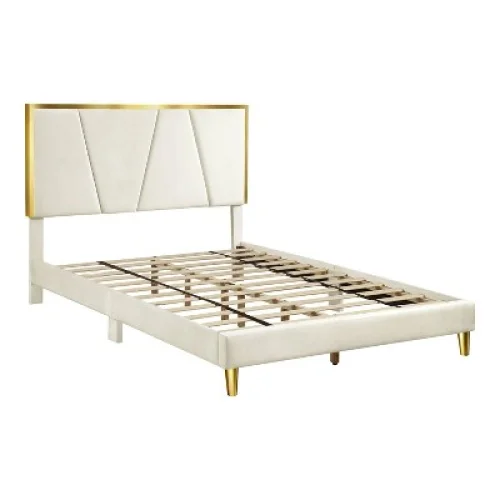 HOMES: Inside + Out Queen Kealoa Glam Fully Upholstered Bed Beige