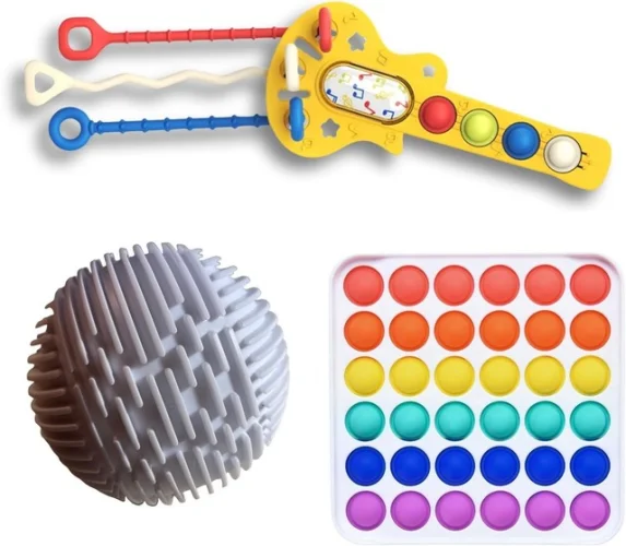 3-Pack Sensory Toys for Kids Ages 5-12 | Pop It, Keyboard & Sensory Ball 13z