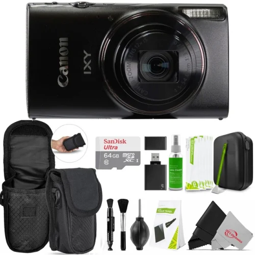 Canon PowerShot IXY 650 HS Black Camera + 64GB Card + Case + Cleaning Kit