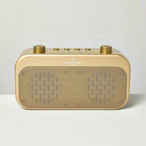 Portable Brass Finish AM/FM Bluetooth Radio - Hearth & Hand with Magnolia