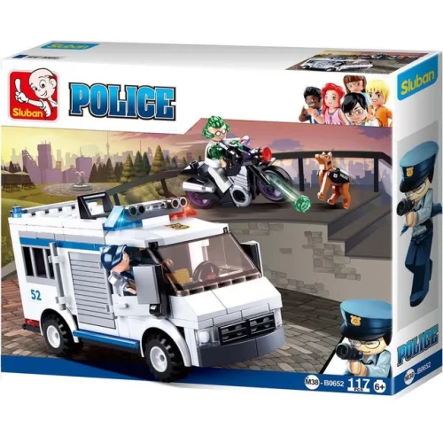 Sluban Kids  Police Prisoner Transporter K9 Unit with Motorcycle Building Blocks