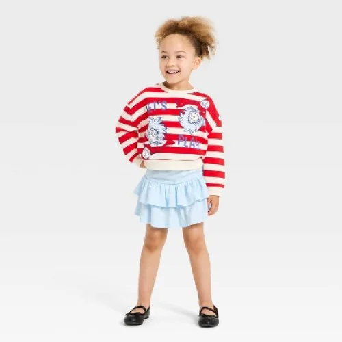 Toddler Girls' 2pc Dr. Seuss Thing 1 Thing 2 Sweatshirt & Skirt Set - Red 3T