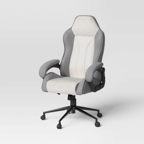 Swivel Gaming Chair Gray - Room Essentials&trade;: Upholstered Computer Desk Chair, Adjustable, Fixed Arms