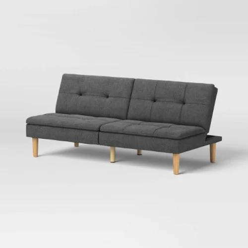 Dorm Tufted Futon Sofa Dark Gray - Room Essentials