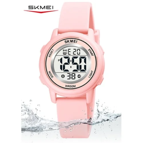 SKMEI Kids Digital Watch, 50M Waterproof Sport Watch for Kids Girls Boys, Multifunction Luminous Watches Birthday Christmas Gifts for Children 5-7-10-12-Year-Old, Pink