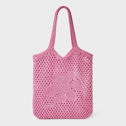 Girls' Open Work Floral Tote Bag - art class&trade; Pink