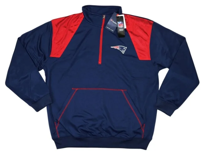New England Patriots Front Pocket Embroidered 1/4 Zip Pullover Sweatshirt NWT