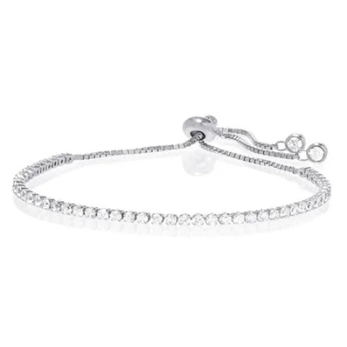 Amy and Annette 14K White Gold Adjustable Tennis Bracelet with crystals from Swarovski in 14K White Gold Plated