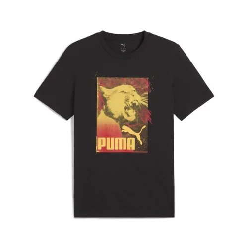 PUMA Graphics Photoprint Crew Neck Short Sleeve T-Shirt Mens Black Casual Tops 6