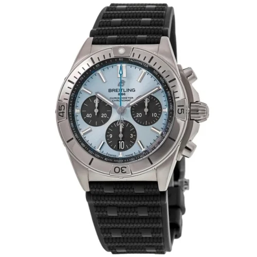 New Breitling Chronomat B01 42 Ice Blue Dial Rubber Men's Watch PB0134101C1S2
