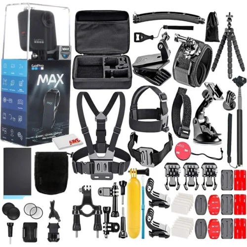 GoPro MAX 360 Black Waterproof Action Camera & 50 Piece Accessory Kit