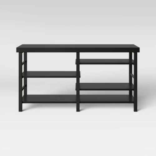 Adjustable Storage TV Stand for TVs up to 50" Black Wood Grain Finish - Room Essentials&trade;
