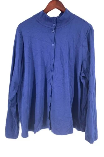 Isaac Mizrahi Essentials Button Front Topper Navy