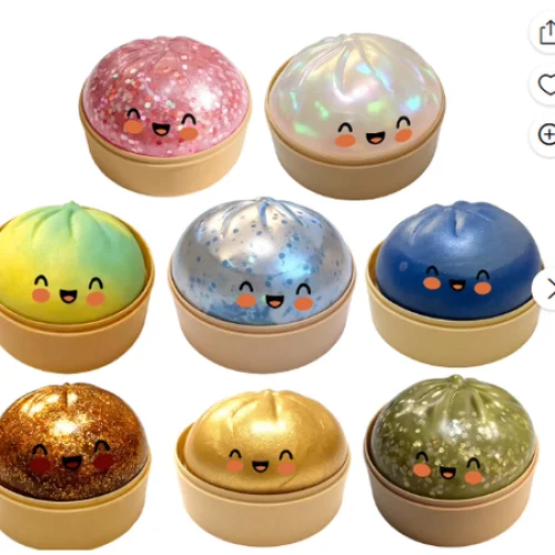 Glitter Dumpling Squishies Toys, Pink Giant Glitter Dumpling, Big Dumpling, Mega Rainbow Dumplings, Stress Relief Sensory Ball for Adult & Teen, Anxiety Relief Fidget Toys